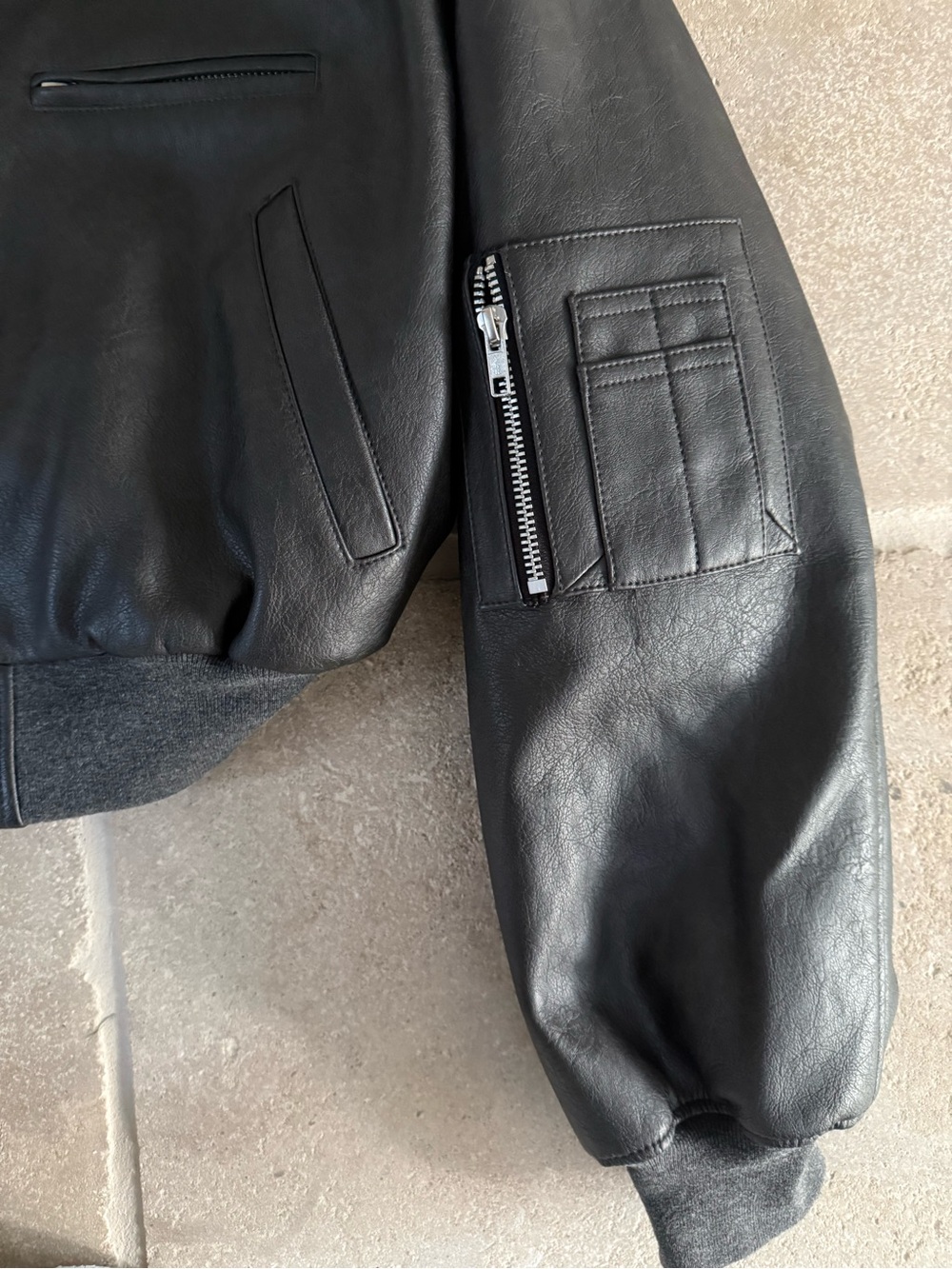 Frankie Shop Gae Faux Leather Cropped Bomber S - Picture 3 of 5